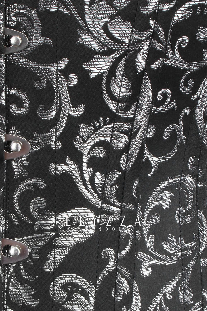 Silver Brocade Waist Training Corset (ELC-102)