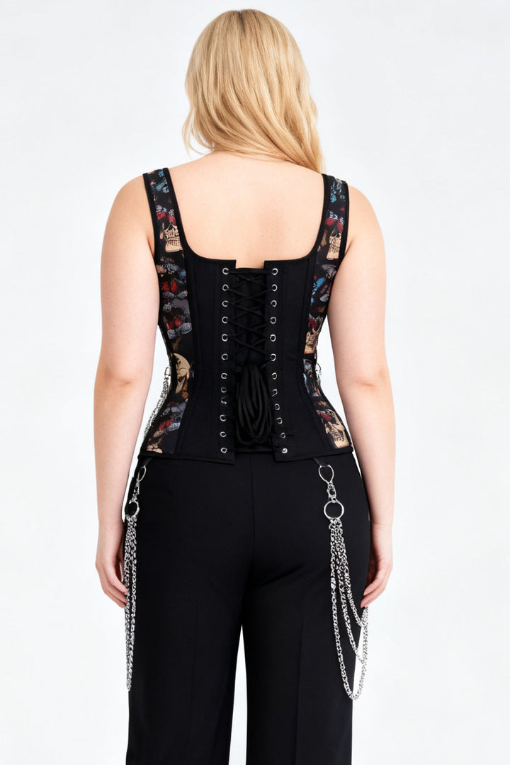 Black Skull &amp; Butterfly Laquisha Overbust Corset