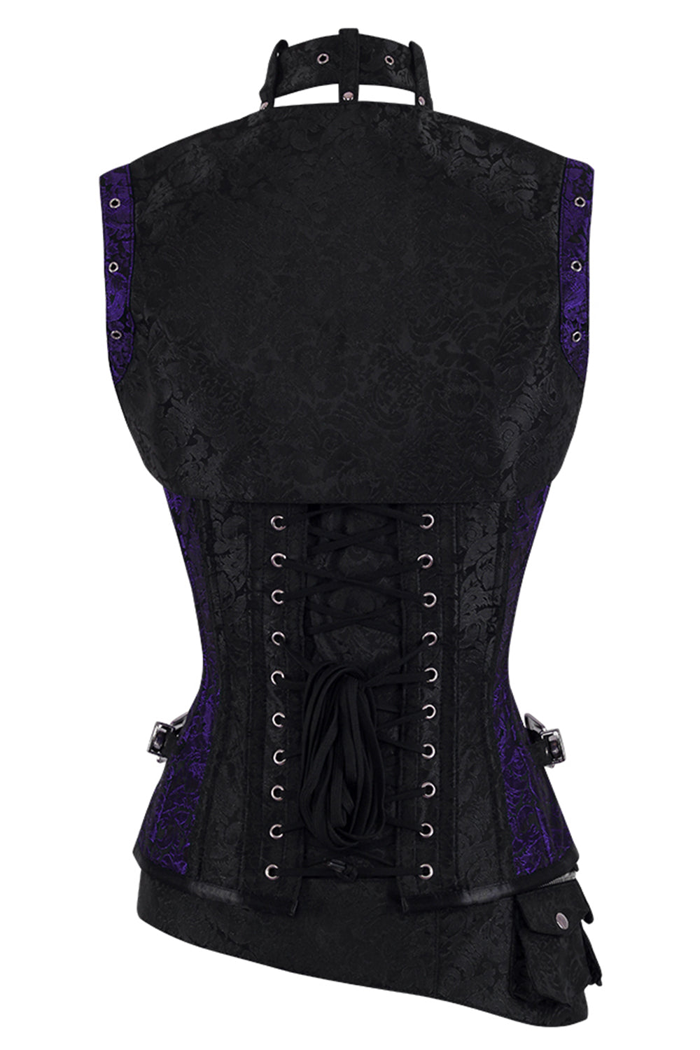 Selene Midnight Black &amp; Royal Purple Overbust Corset