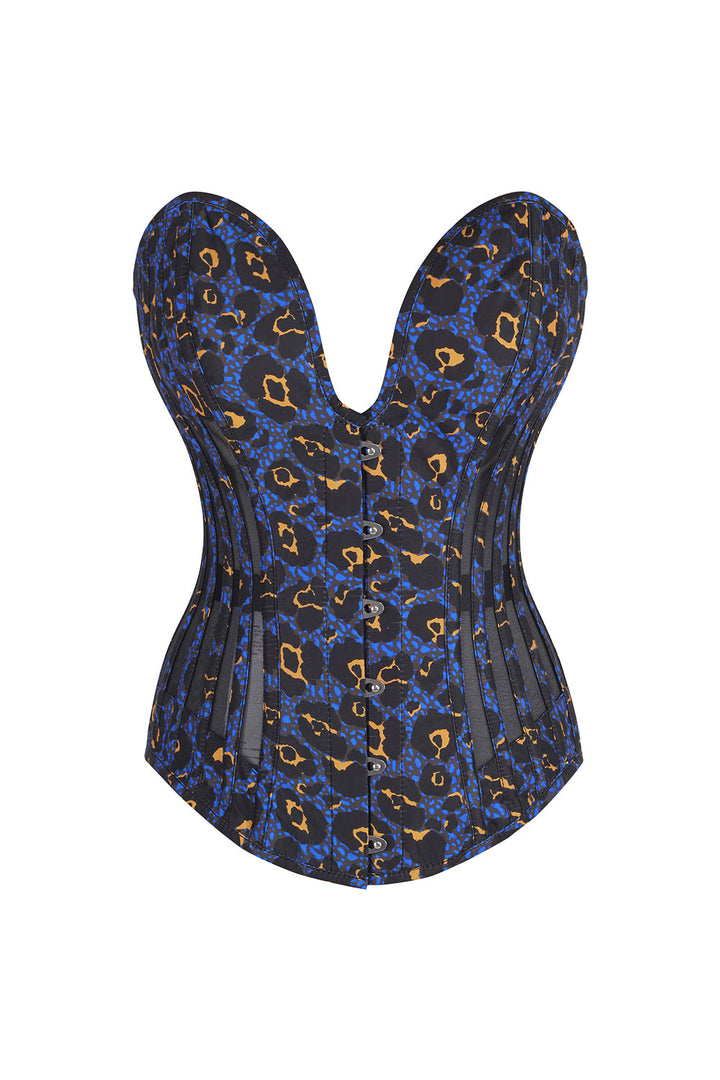 Midnight Blue Leopard Hiroko Overbust Corset