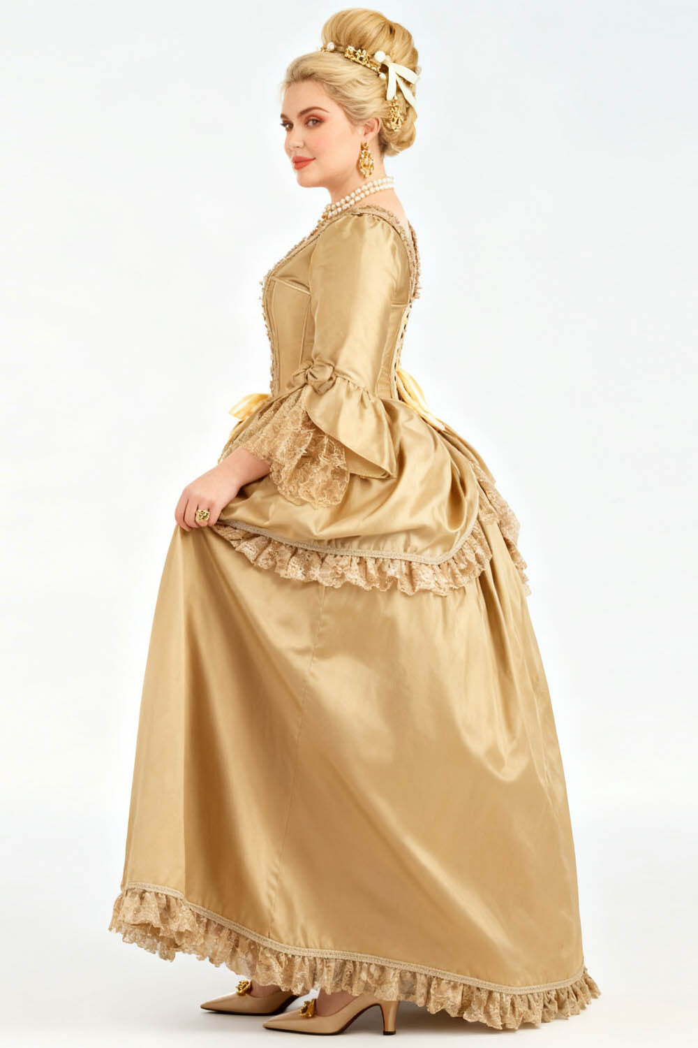 Gold Lynnsey Rococo Corset Dress - view 5 | LUXE NOIR