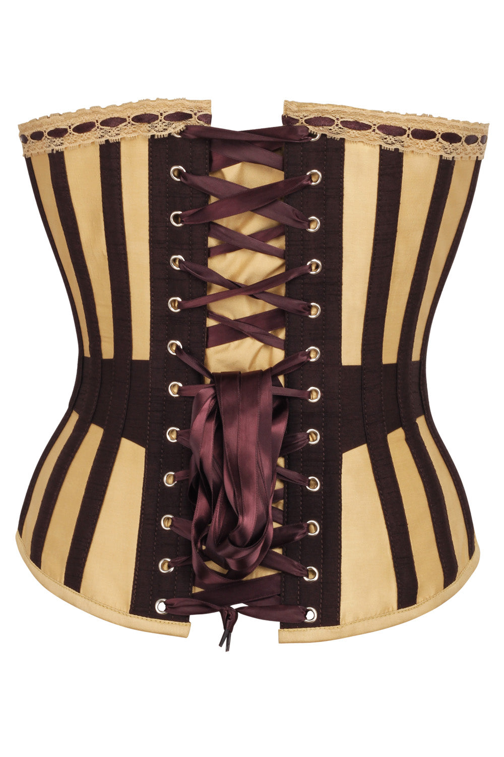 Brown &amp; Gold Striped Joylin Overbust Corset