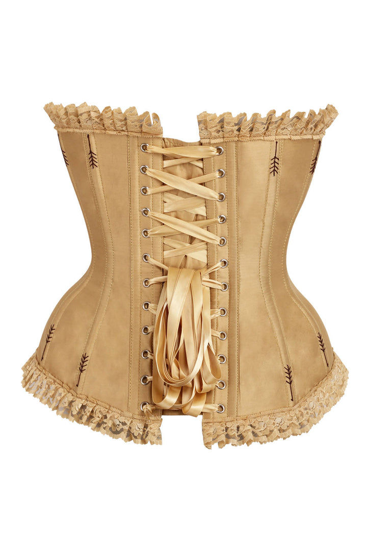 Golden Wheat Nickie Overbust Corset with Fringe Detailing