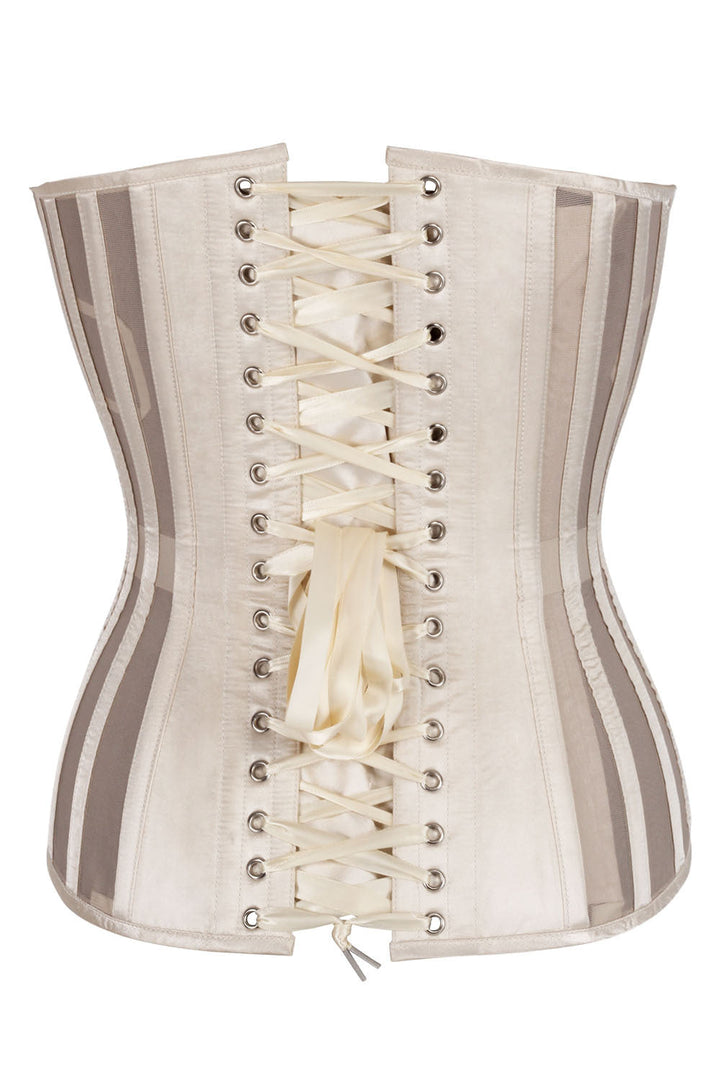 Alvina Champagne Mesh Overbust Corset — back view