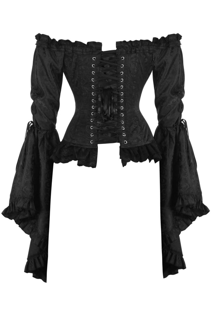 Midnight Black Yumiko Rococo Overbust Corset - view 3 | LUXE NOIR