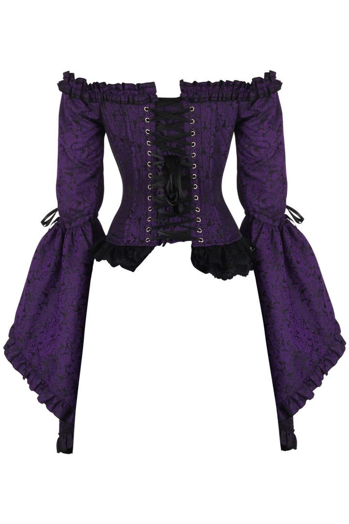 Deep Purple Yumiko Rococo Overbust Off Shoulder Corset - view 3 | LUXE NOIR
