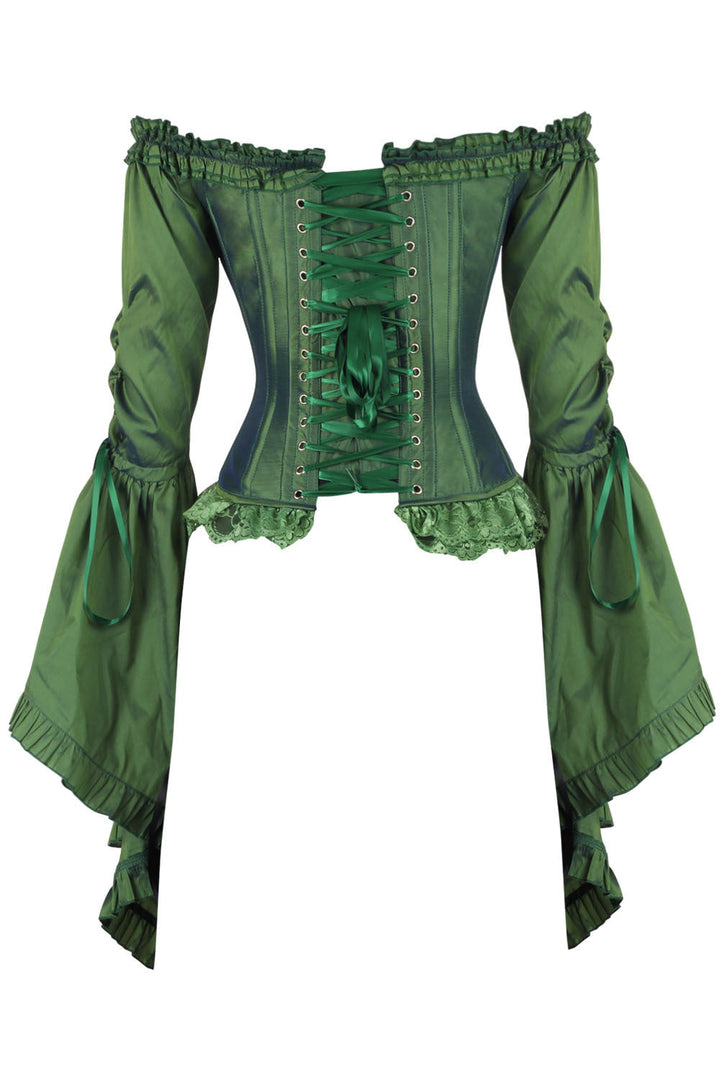Emerald Yumiko Rococo Overbust Off Shoulder Corset - view 3 | LUXE NOIR