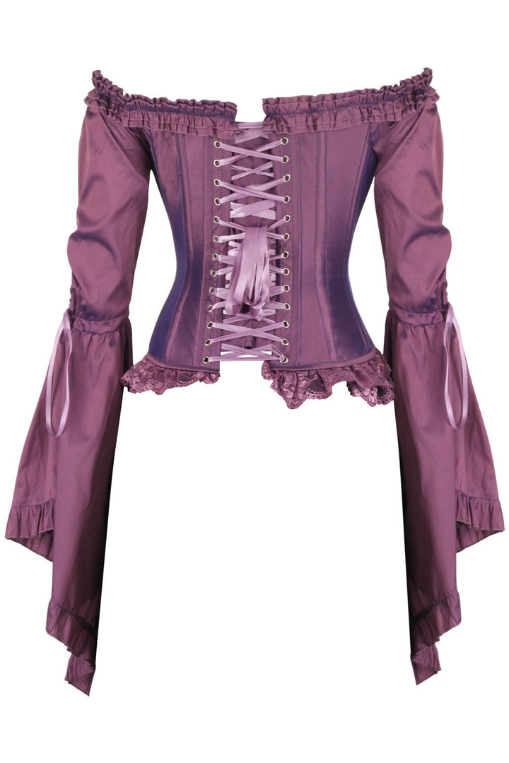 Lilac Yumiko Rococo Overbust Off Shoulder Corset - view 3 | LUXE NOIR