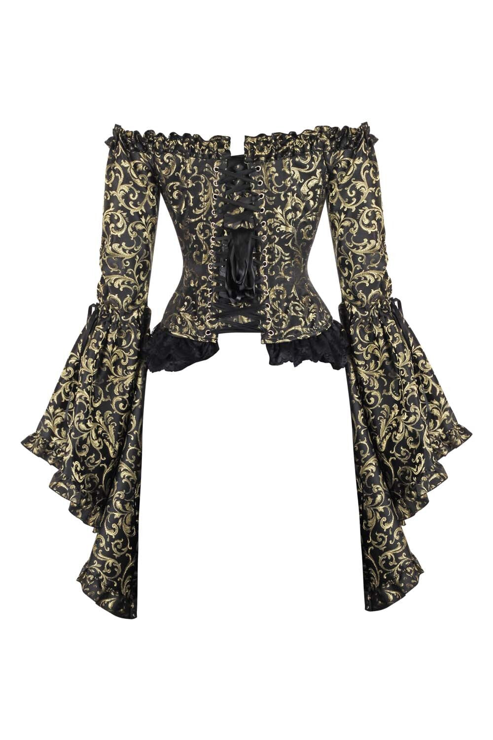 Black Gold Baroque Yumiko Overbust Corset - view 3 | LUXE NOIR