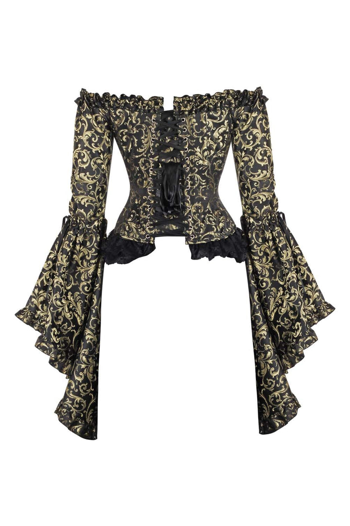 Black Gold Baroque Yumiko Overbust Corset - view 3 | LUXE NOIR