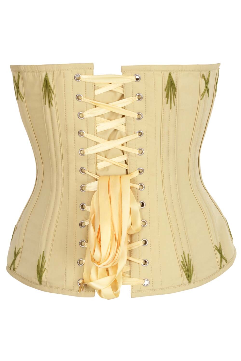 Mercia Butter Yellow Cotton Waist Training Corset — back view
