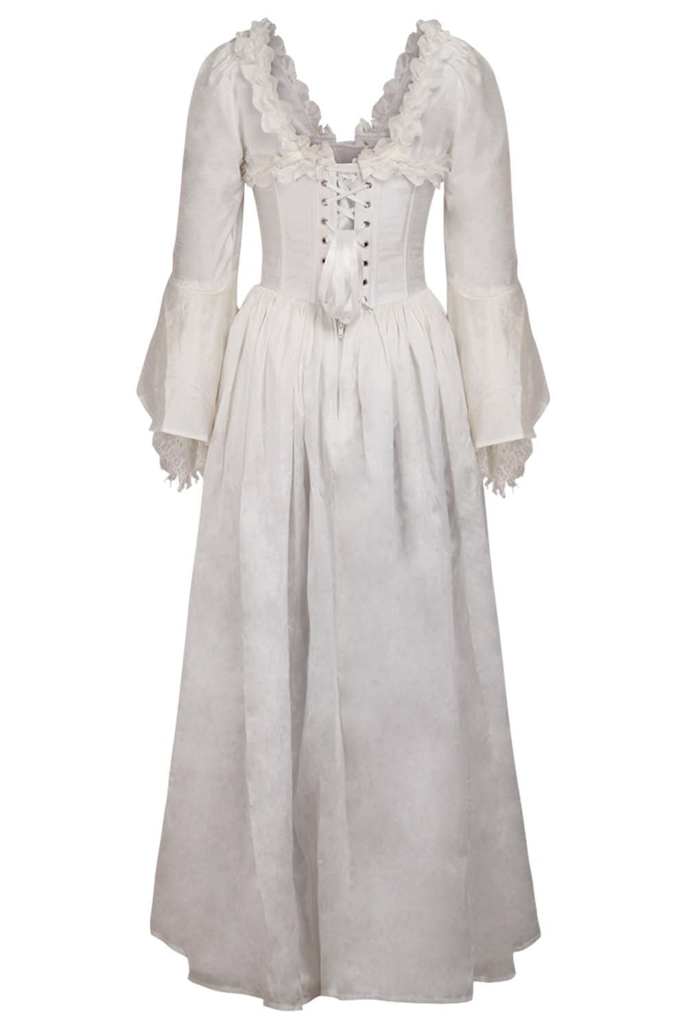 Ivory Rococo Muse Corset Dress with Bell Sleeves - view 3 | LUXE NOIR