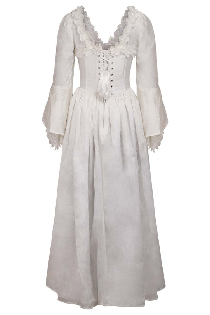 Ivory Rococo Muse Corset Dress with Bell Sleeves - view 3 | LUXE NOIR