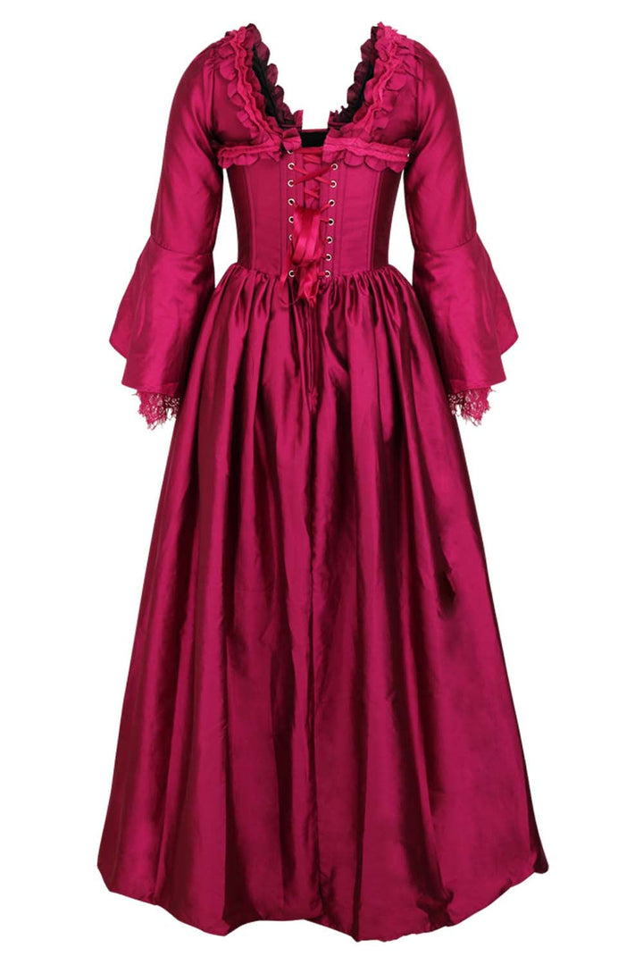 Burgundy Rococo Muse Steel Boned Corset Dress - view 3 | LUXE NOIR