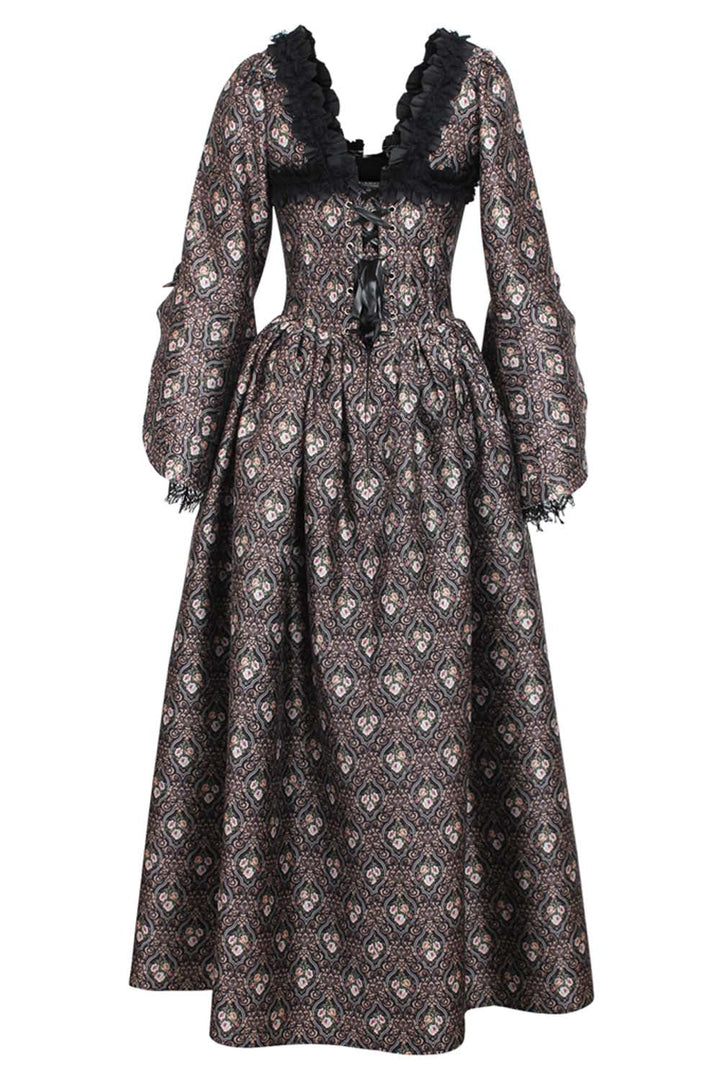 Bronze Rococo Muse Steel Boned Corset Dress - view 3 | LUXE NOIR