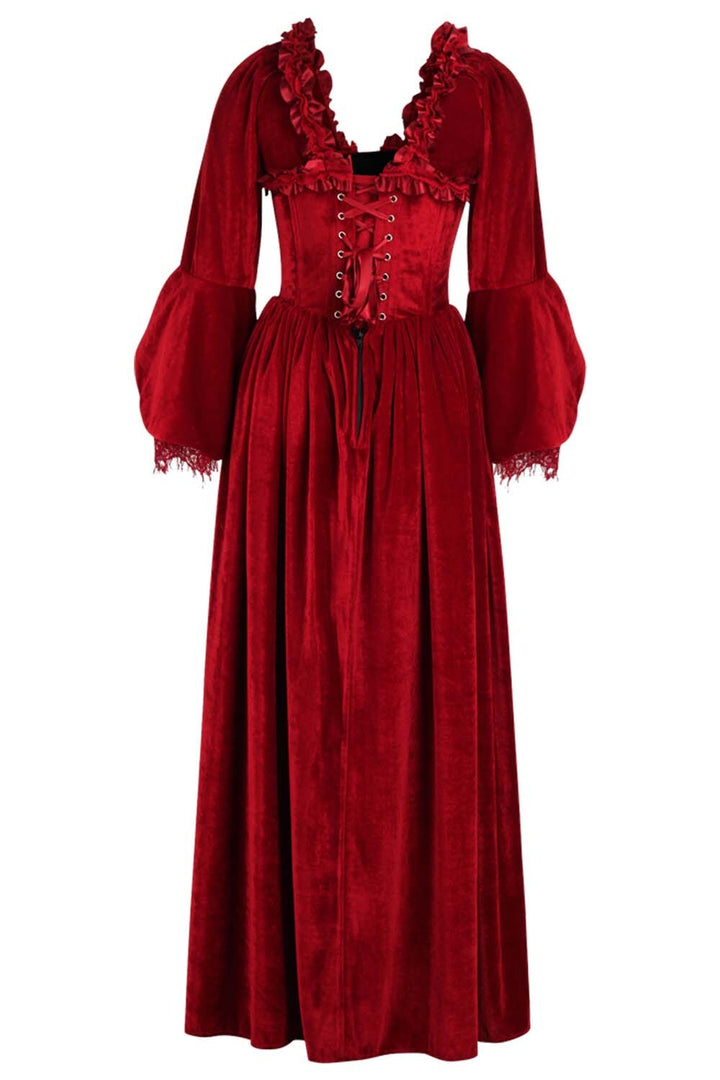 Maroon Rococo Muse Corset Dress - view 3 | LUXE NOIR