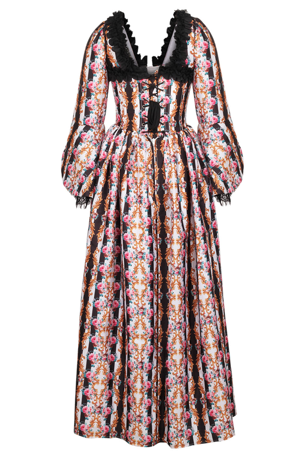 Ivory Rose Rococo Muse Corset Dress with Lace Detailing - view 3 | LUXE NOIR