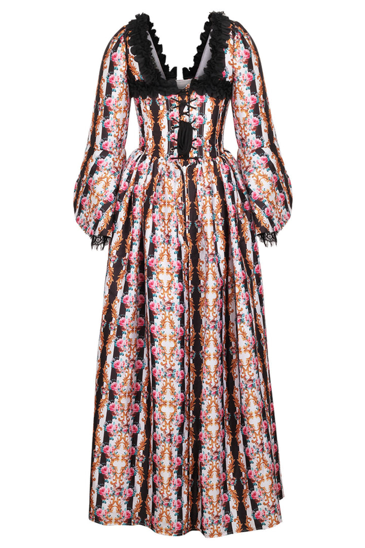 Ivory Rose Rococo Muse Corset Dress with Lace Detailing - view 3 | LUXE NOIR