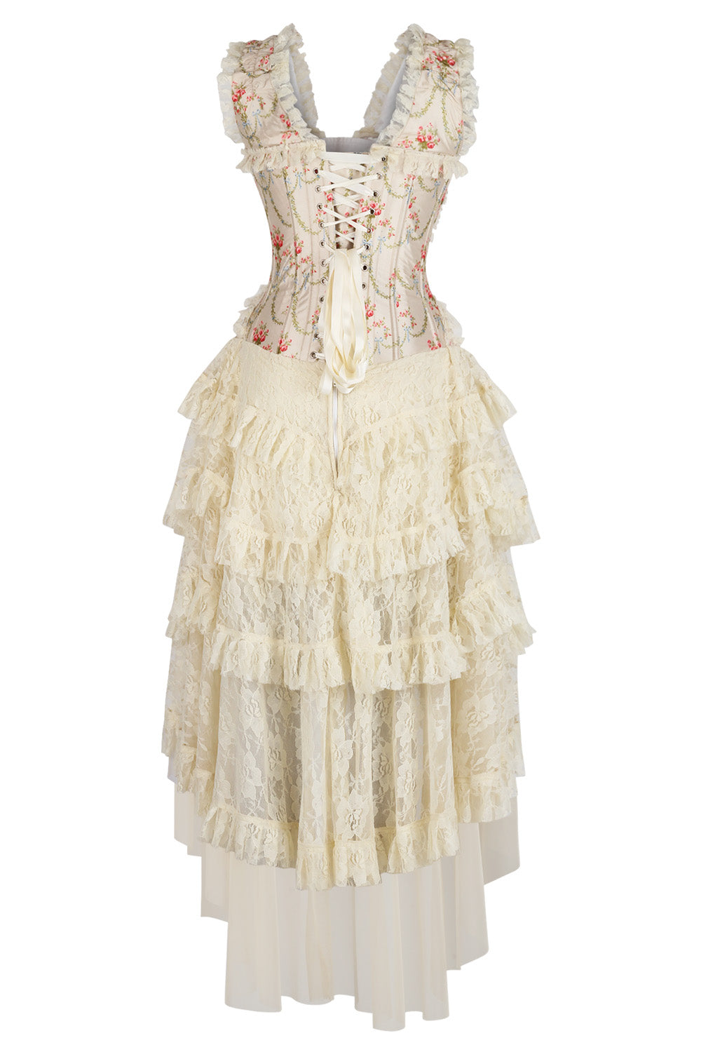 Ivory Floral Anastasia Rococo Corset Dress - view 3 | LUXE NOIR