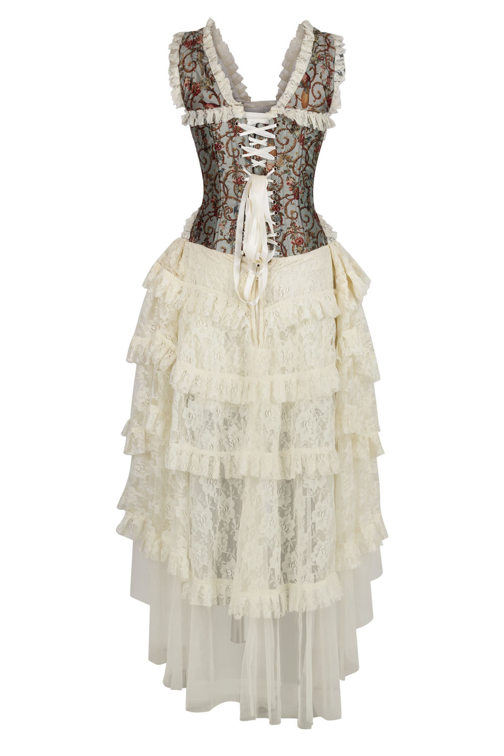 Ivory Anastasia Rococo Steel Boned Corset Dress - view 3 | LUXE NOIR
