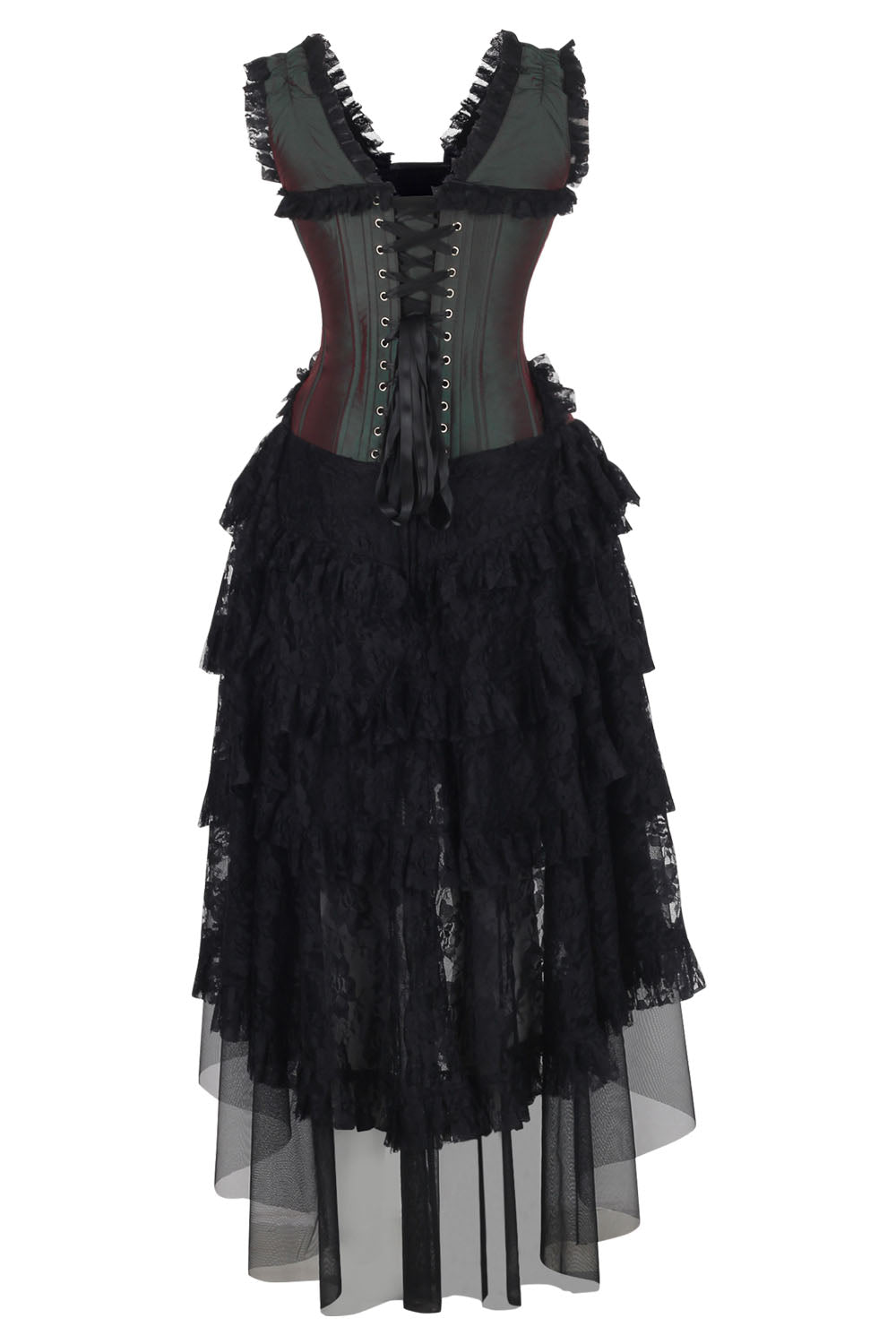 Emerald Burgundy Anastasia Rococo Corset Dress - view 3 | LUXE NOIR