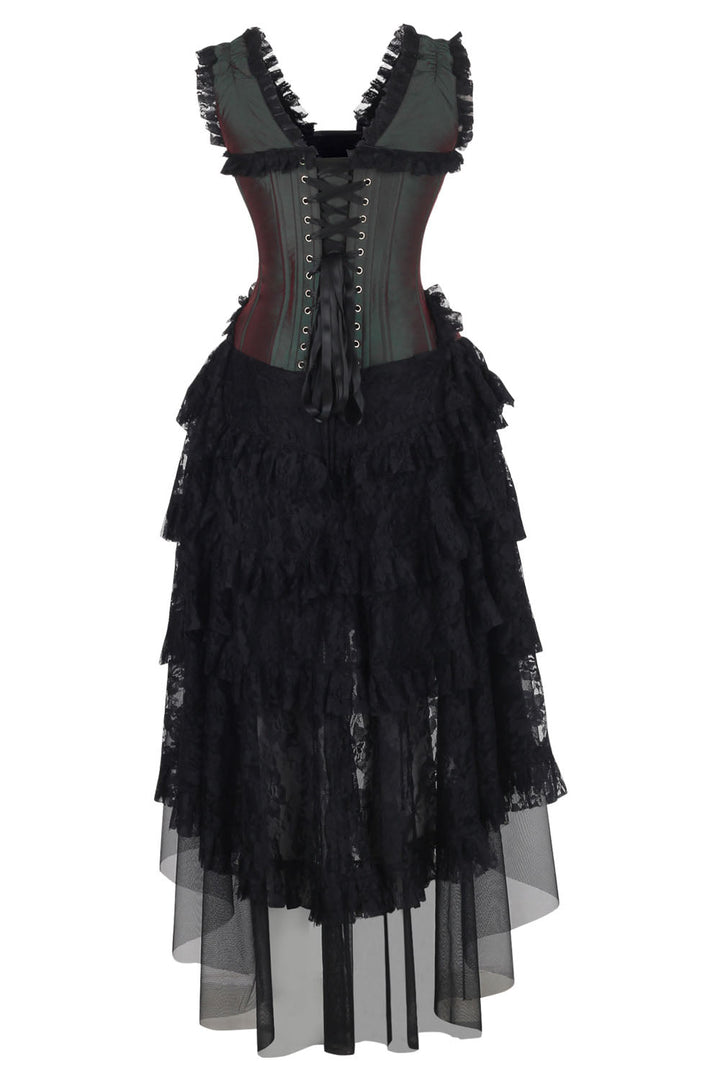 Emerald Burgundy Anastasia Rococo Corset Dress - view 3 | LUXE NOIR