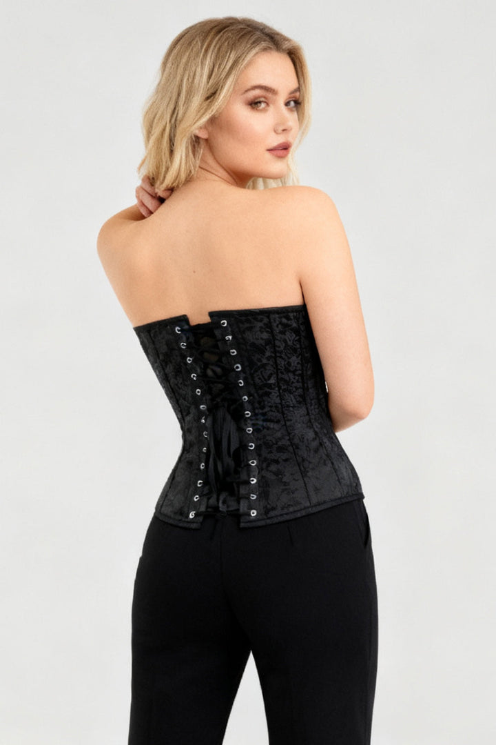 Midnight Black Hadlea Designer Button Overbust Corset
