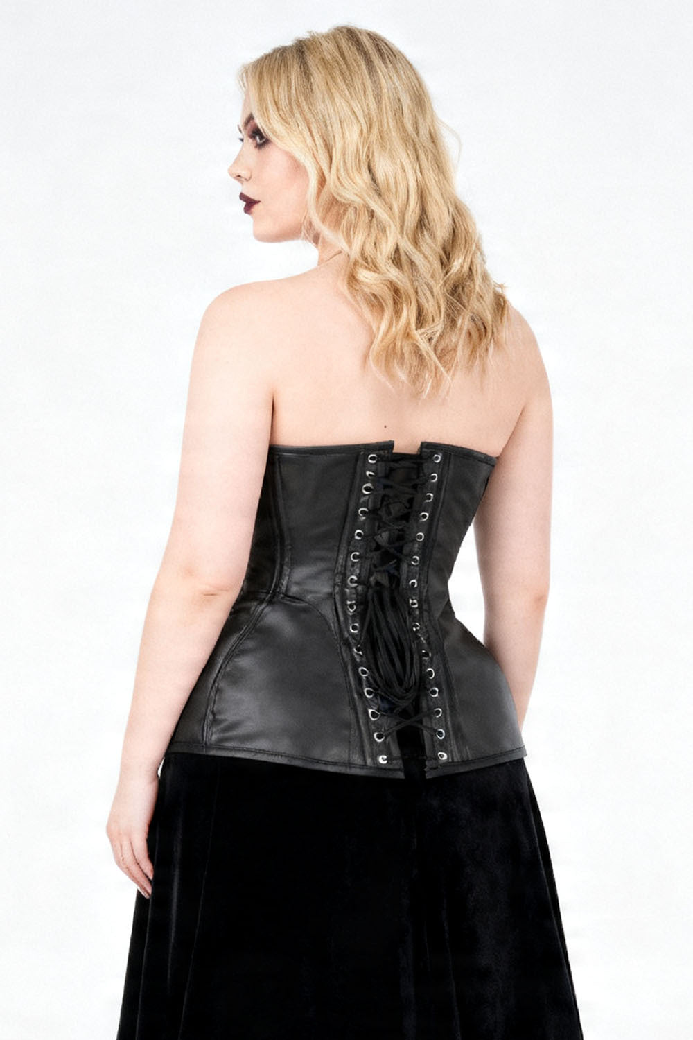 Black Faux Leather Novalee Overbust Corset
