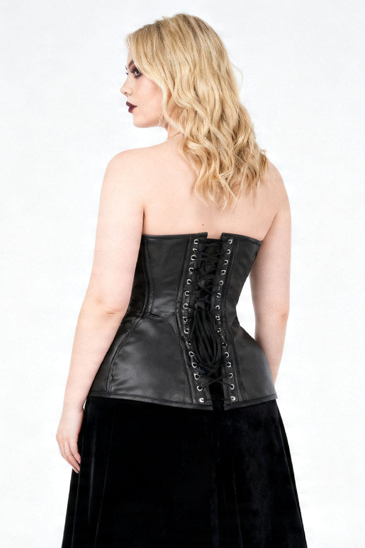 Black Faux Leather Novalee Overbust Corset