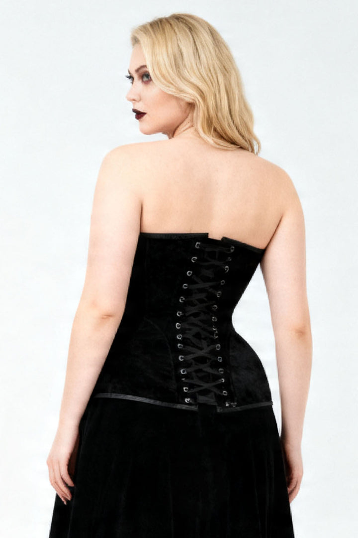 Novalee Midnight Black Gothic Overbust Velvet Corset