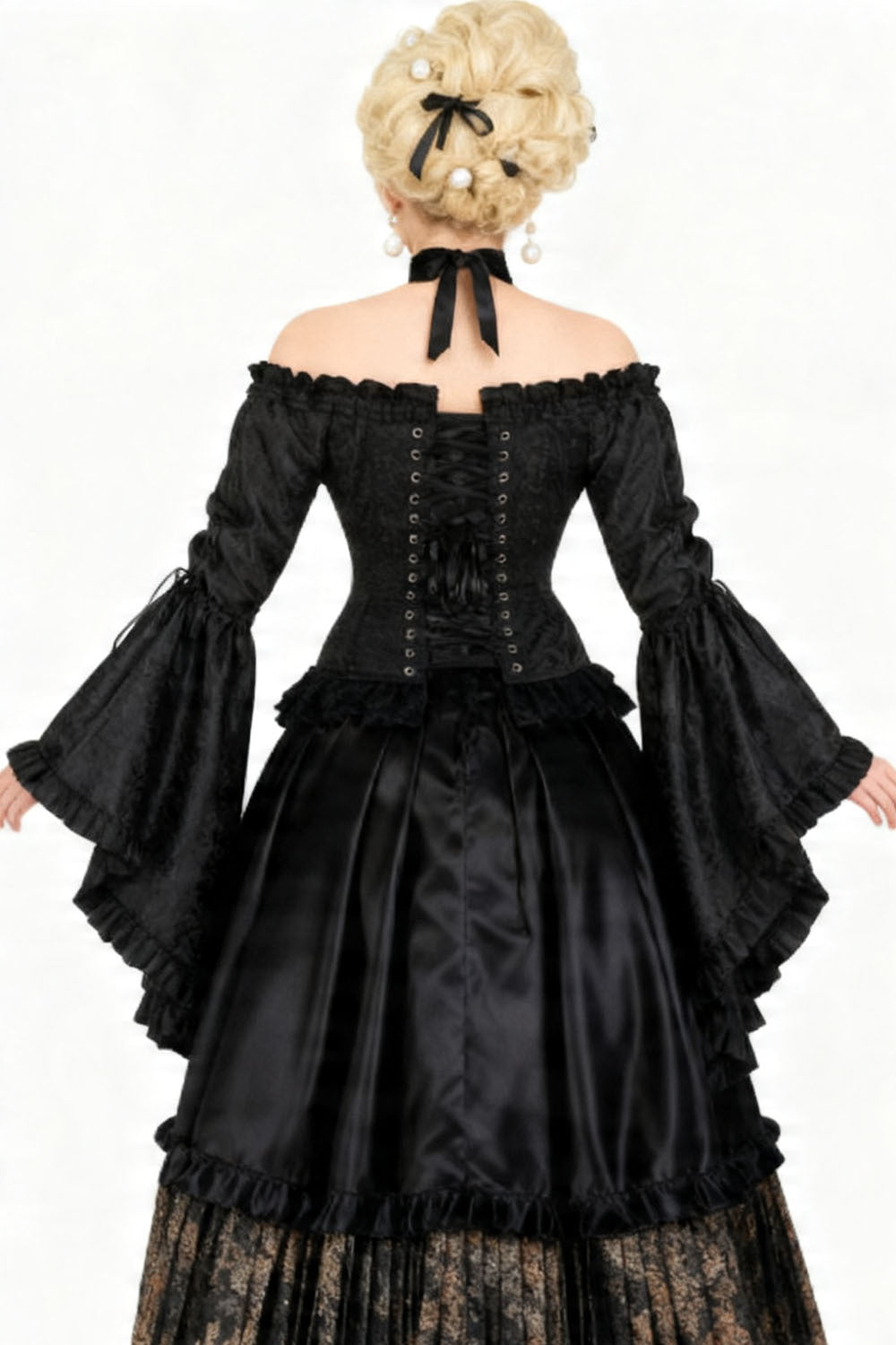 Midnight Black Yumiko Rococo Overbust Corset - view 6 | LUXE NOIR