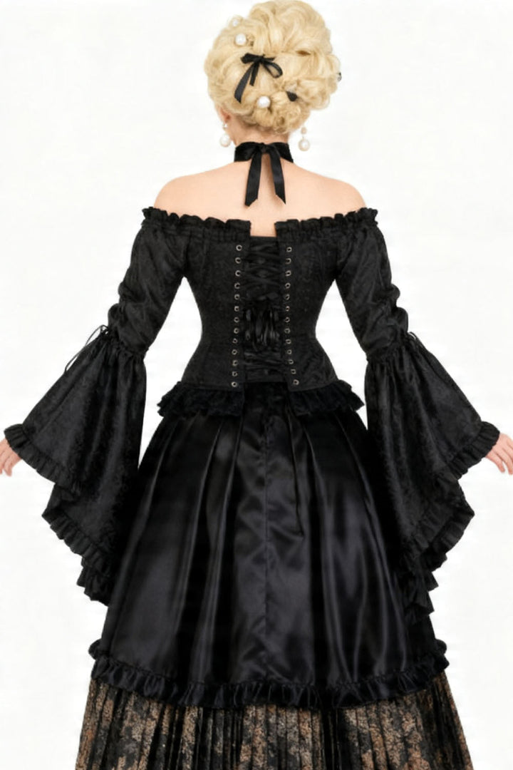 Midnight Black Yumiko Rococo Overbust Corset - view 6 | LUXE NOIR