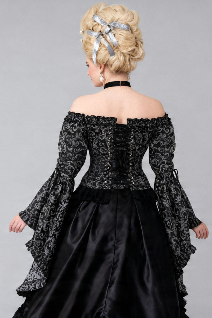 Silver Yumiko Rococo Overbust Off Shoulder Corset - view 6 | LUXE NOIR