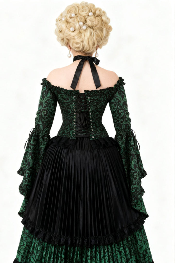 Emerald Black Yumiko Rococo Overbust Off Shoulder Corset - view 6 | LUXE NOIR