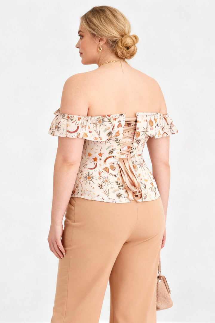 Beige Botanical Dawnn Overbust Corset