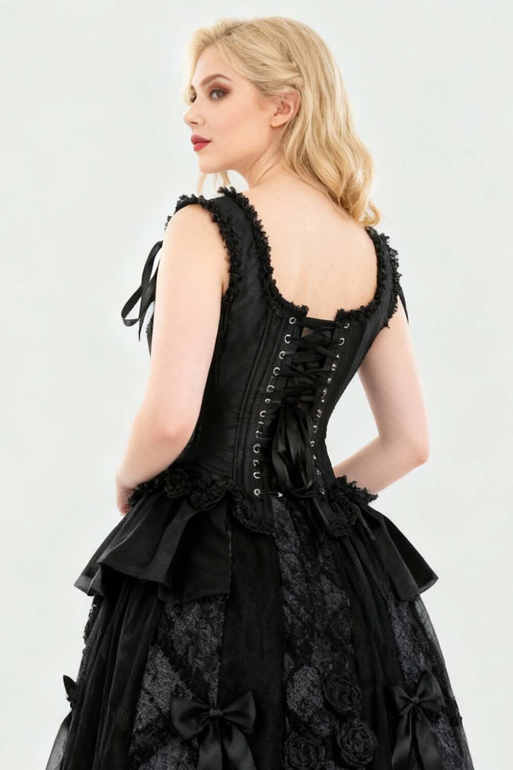 Midnight Black Lakiesha Overbust Corset with Shoulder Straps