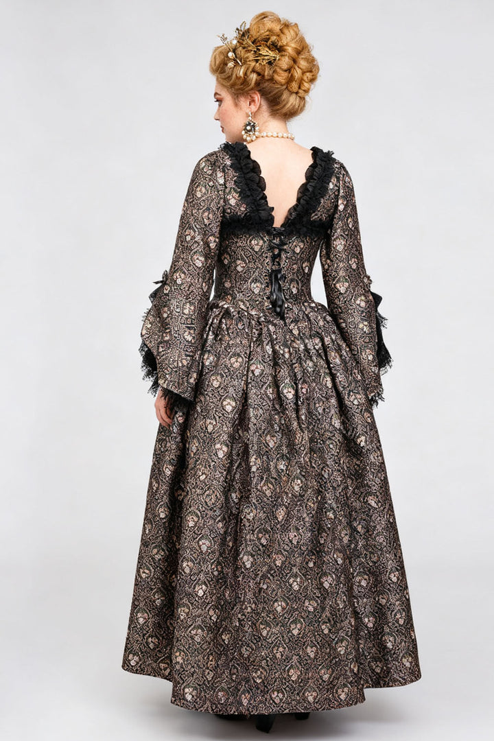 Bronze Rococo Muse Steel Boned Corset Dress - view 6 | LUXE NOIR
