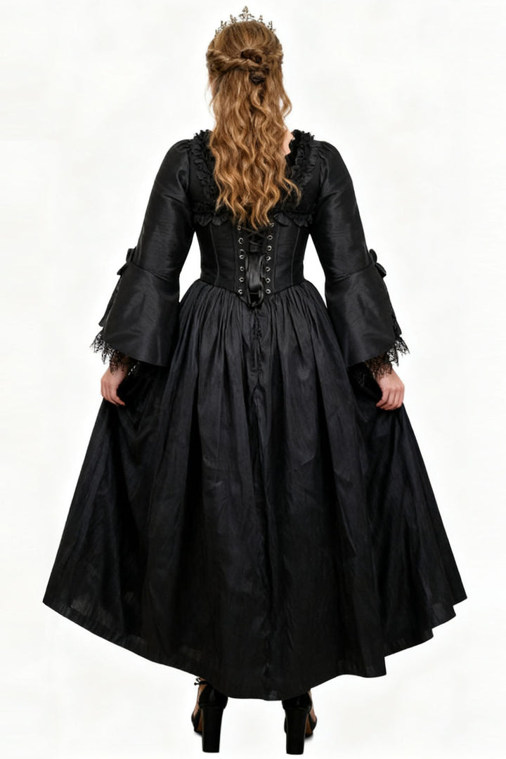 Midnight Black Rococo Muse Corset Dress - view 6 | LUXE NOIR