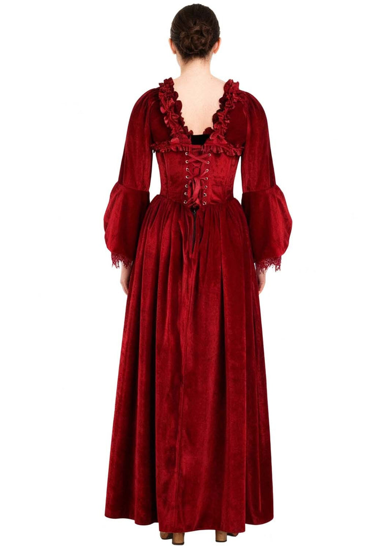 Maroon Rococo Muse Corset Dress - view 6 | LUXE NOIR