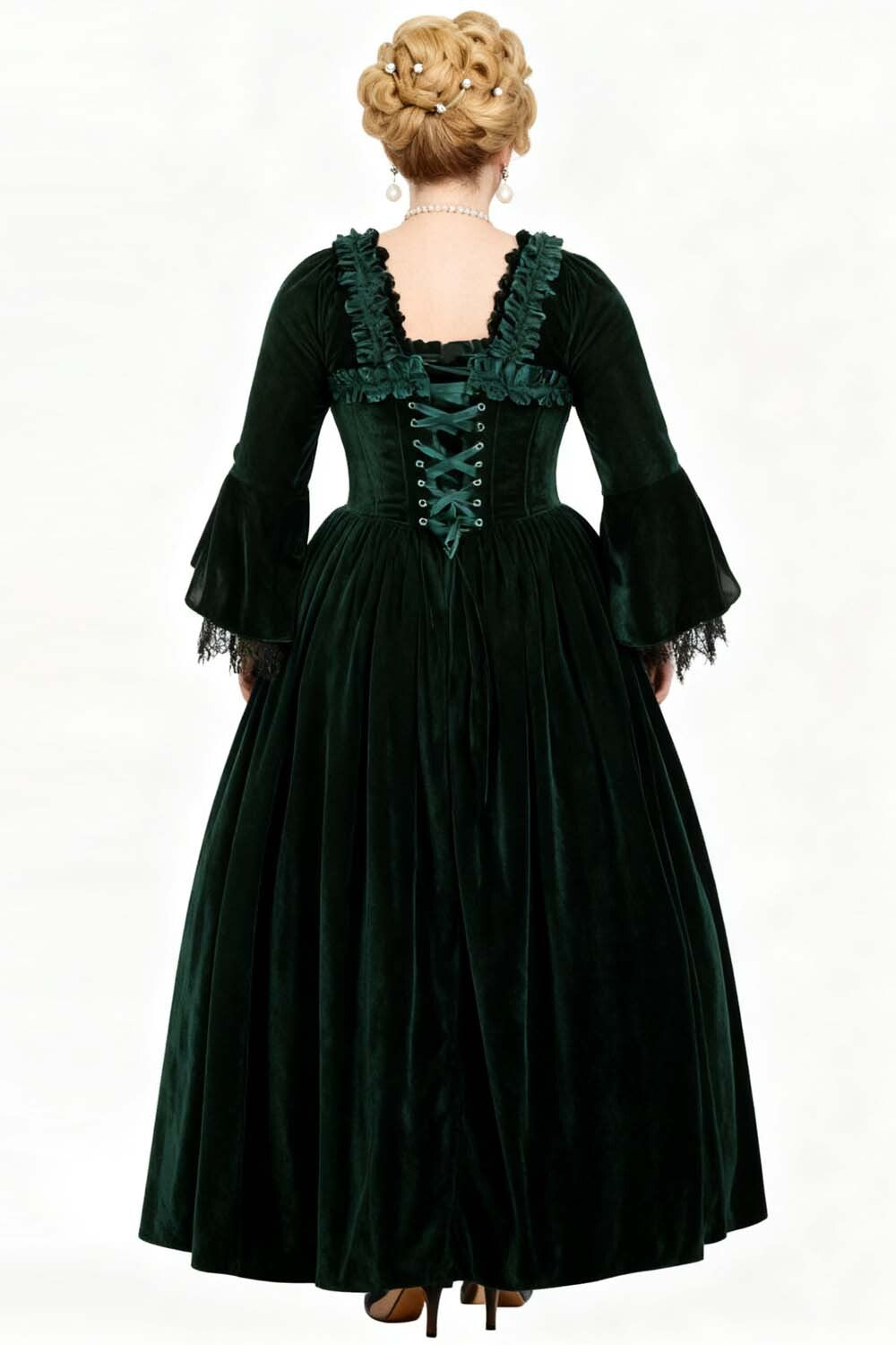 Emerald Green Rococo Muse Corset Dress - view 6 | LUXE NOIR