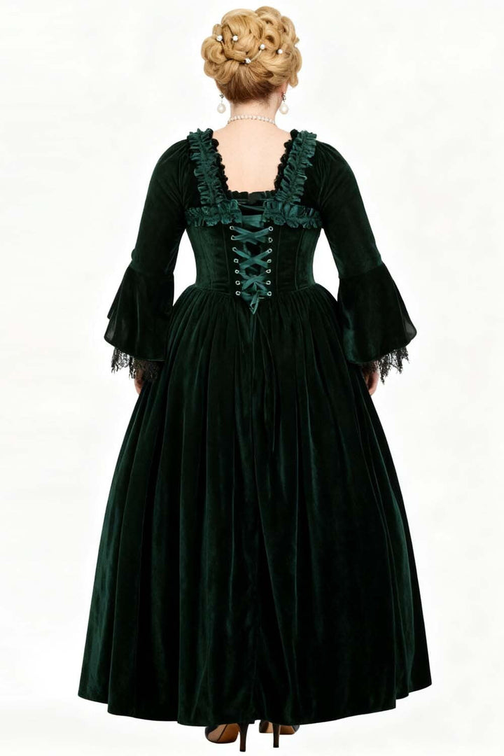 Emerald Green Rococo Muse Corset Dress - view 6 | LUXE NOIR