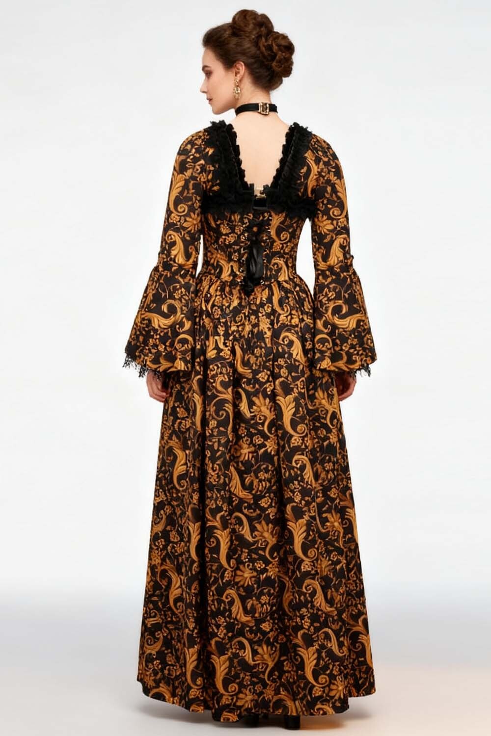 Golden Baroque Rococo Muse Corset Dress - view 6 | LUXE NOIR