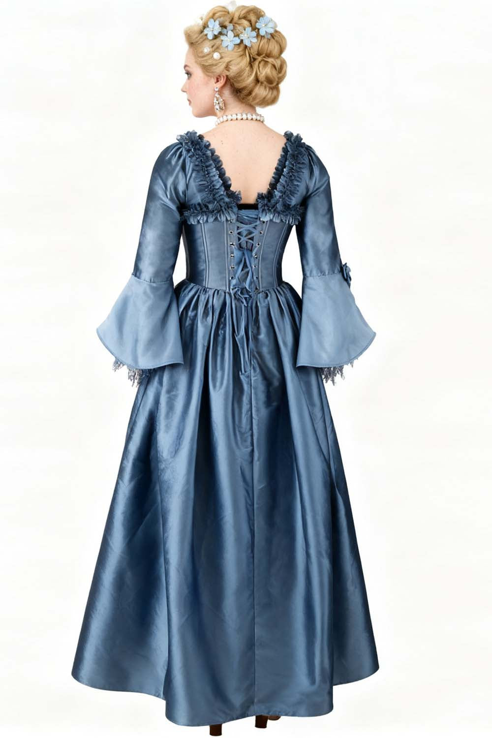Dusty Blue Rococo Muse Corset Dress - view 6 | LUXE NOIR