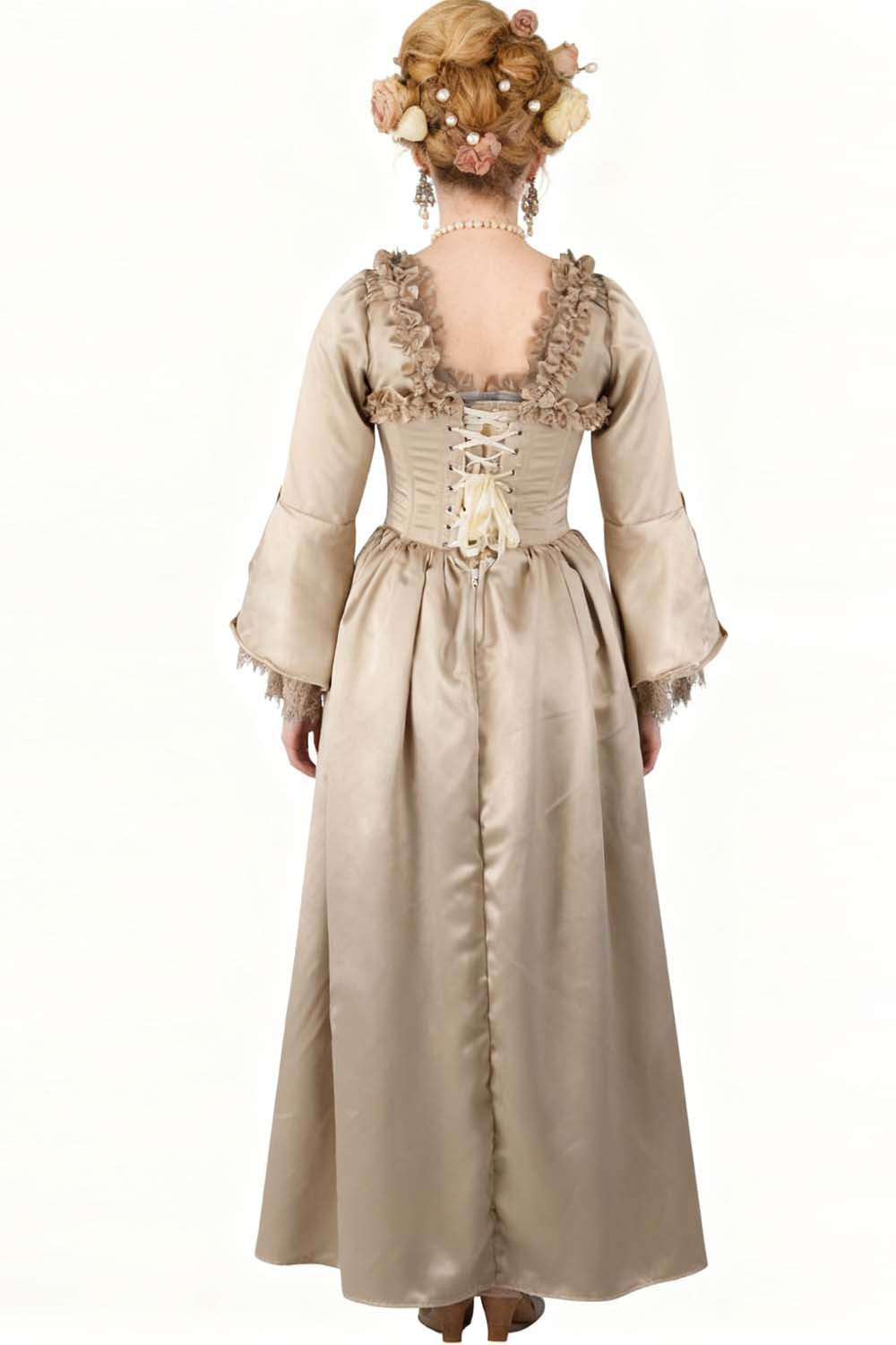 Champagne Rococo Muse Duchess Satin Corset Dress - view 6 | LUXE NOIR