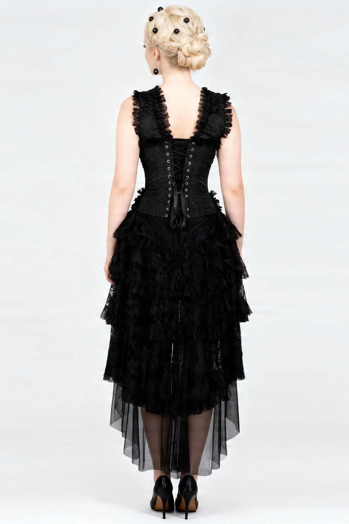 Midnight Black Anastasia Rococo Steel Boned Corset Dress