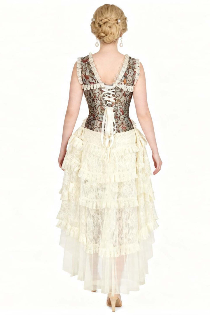 Ivory Anastasia Rococo Steel Boned Corset Dress - view 6 | LUXE NOIR