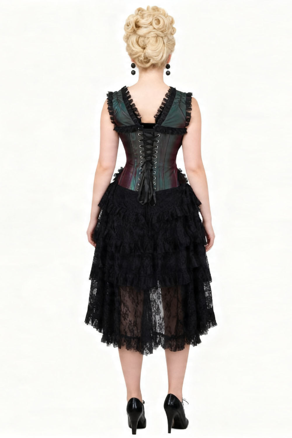 Emerald Burgundy Anastasia Rococo Corset Dress - view 6 | LUXE NOIR