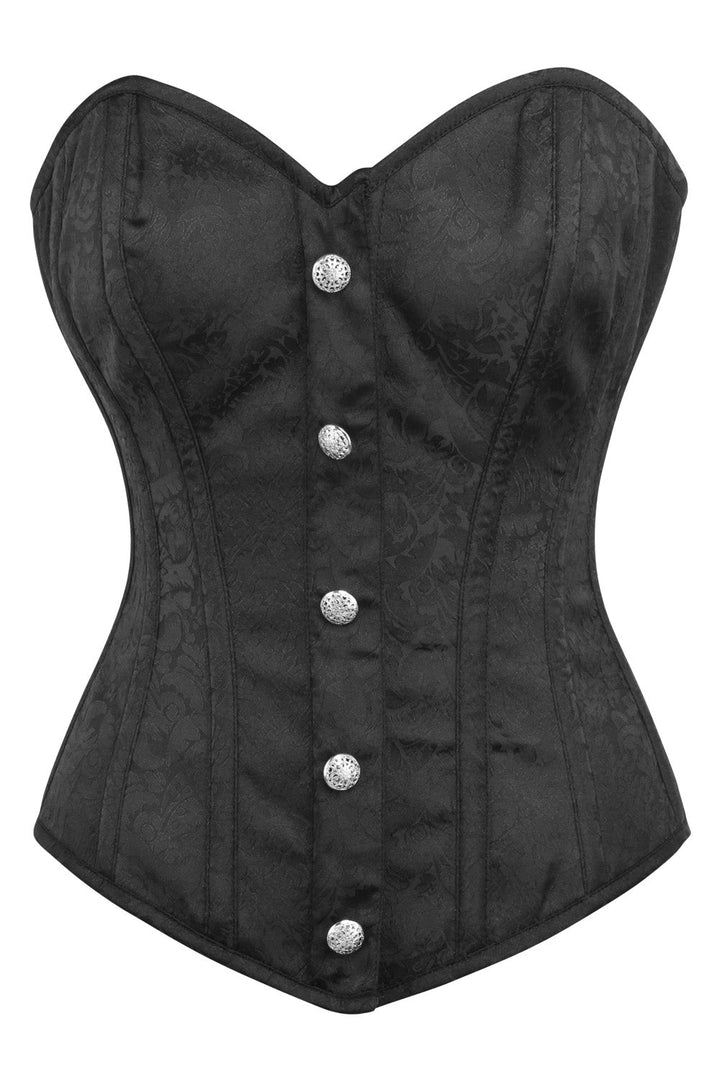 Midnight Black Hadlea Designer Button Overbust Corset