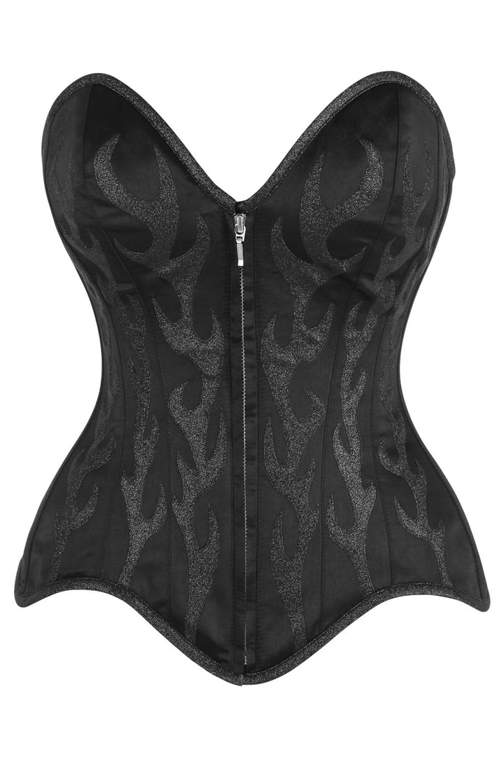 Jenalynn Black Satin with Glitter Overbust Corset