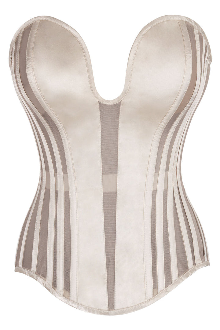 Alvina Champagne Mesh Overbust Corset — front view